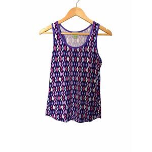Vera Bradley Purple and Pink Geometric Print, Racerback Tank Top Size Medium